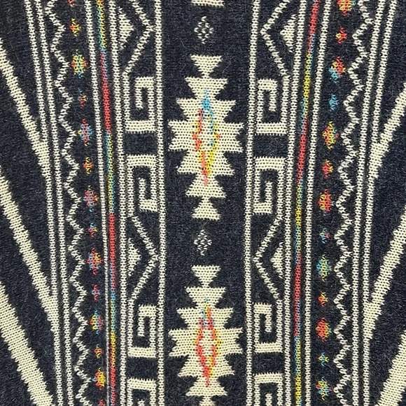GeeGee Aztec Pattern Long Sleeve Open Front Mid Length Sweater Cardigan M/L - Picture 5 of 11